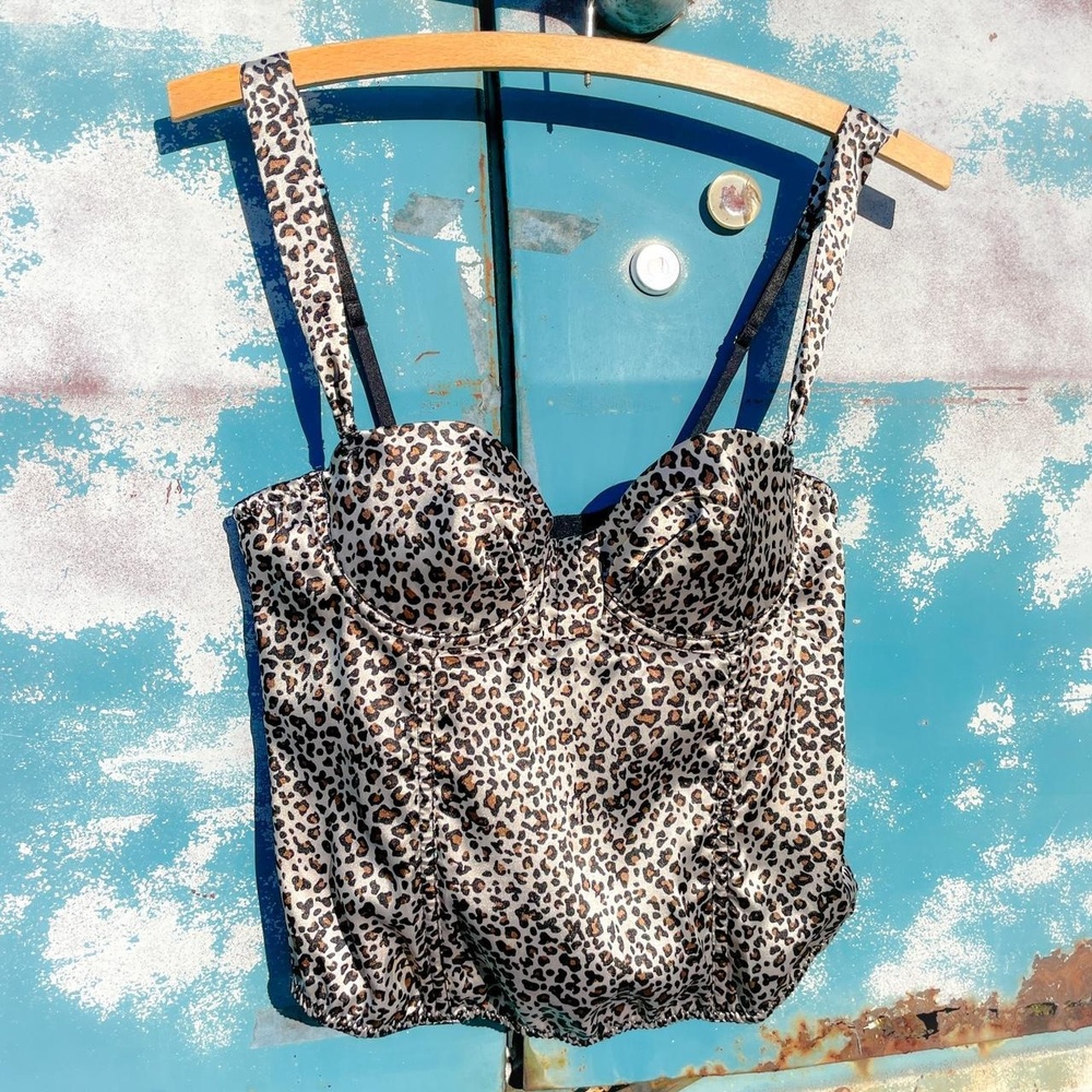 Retro Sophie & me leopard print satin bustier tank